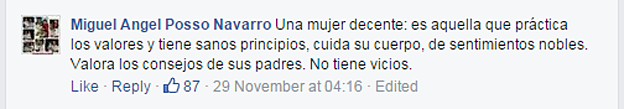 Un comentario en Facebook
