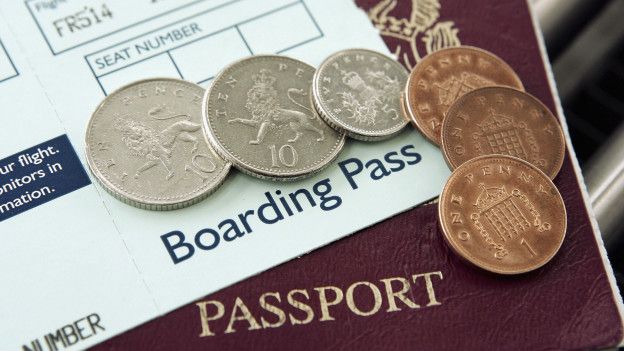 Pasaporte y monedas