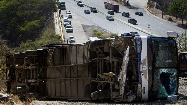 Bus de Huracán después del acidente