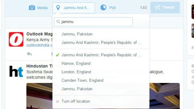 Wrong map of india by twitter