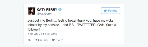 Primer tweet de Katy Perry