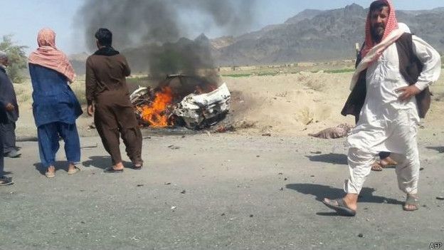 Auto donde se cree viajaba el mulá Mansur