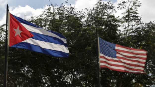 Banderas de Cuba y EE.UU.