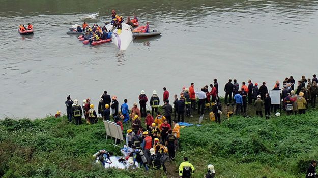 Un avión de pasajeros de la aerolínea taiwanesa TransAsia cayó en un río de Taipéi, en la isla de Taiwán. En la aeronave viajaban 58 personas y 12 murieron.