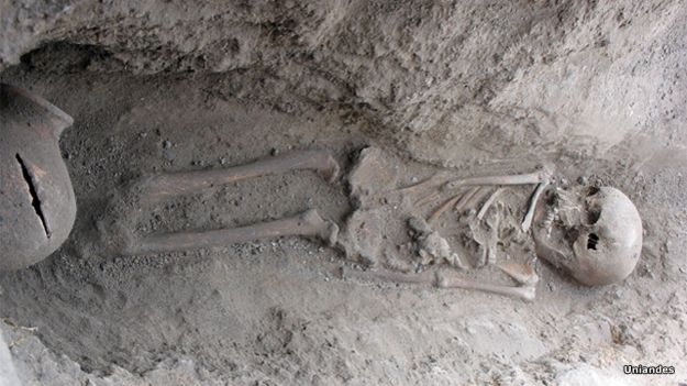 Huesos muiscas en el sitio arqueológico de Tibanica