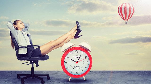 An office worker relaxing