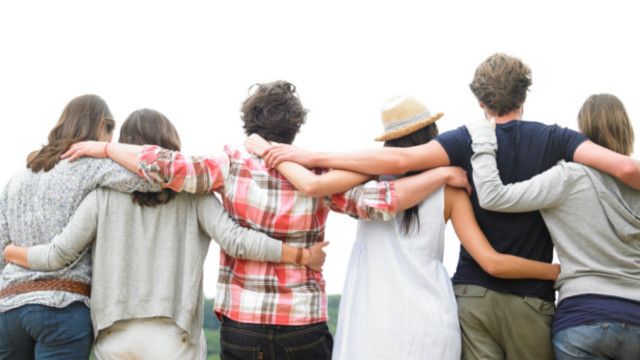 The backs of a group of people