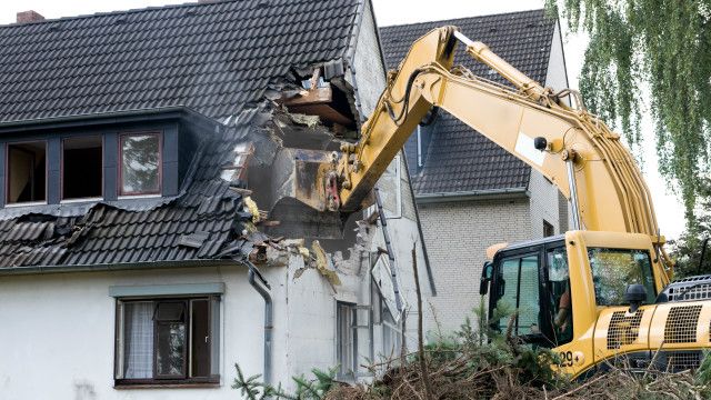 A house being demolished
