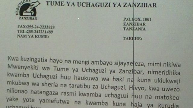 Matokeo ya zanzibar yafutwa