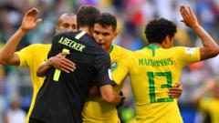 Brazil celebrate against Mexico