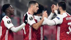 Arsenal's players celebrate after they equalise against Molde in their Europa League Group B game