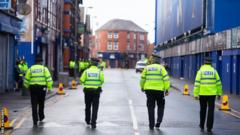 There was a police presence at Goodison Park before, during and after the game