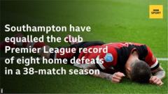 Southampton have equalled the club Premier League record of eight home defeats in a 38-match season
