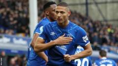 Richarlison celebrates scoring for Everton against Crystal Palace