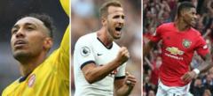 Arsenal's Pierre-Emerick Aubameyang, Tottenham's Harry Kane and Marcus Rashford of Manchester United