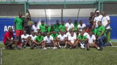 Nchimunya Mweetwa (far left) at a match organised to raise awareness of the dangers of match fixing