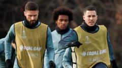 Chelsea players train