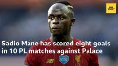 Sadio Mane has scored eight goals in 10 PL matches against Palace