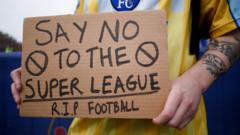 Fans protesting the establishment of the breakaway European Super League