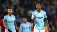Fernandinho celebrates Manchester City's victory over Liverpool