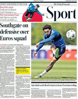 The Telegraph points to England's Euro 2020 squad being named