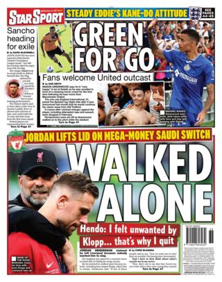 Daily Star back page for Wednesday 6 September 2023