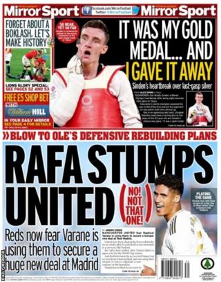 The back page of The Daily Mirror