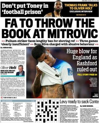 The back page of the Daily Mail