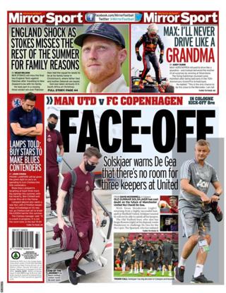 The back page of Monday's Mirror