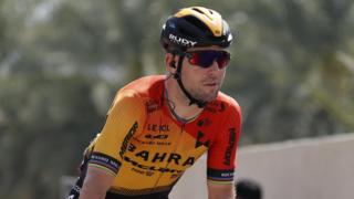Mark Cavendish riding for Bahrain McLaren