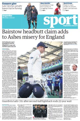 The Guardian sport section on Monday