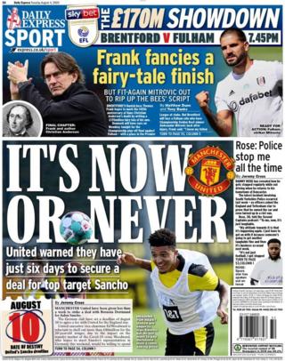 The back page of the Daily Express