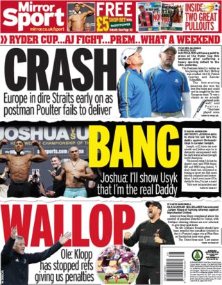 Saturday's Mirror back page