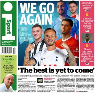 The back page of The i Newspaper