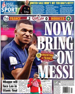 Back page of the Daily Express on 15 December 2022