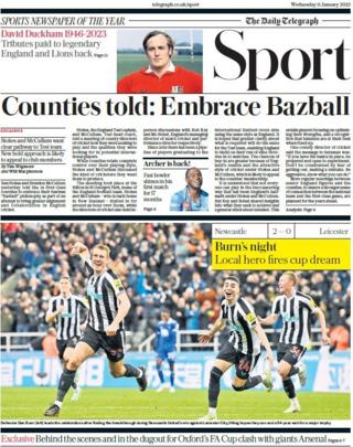 Sports section of the Daily Telegraph