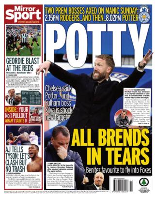 Monday's Mirror Sport back page: 'Potty'