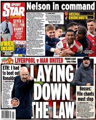 The back page of the Daily Star on Sunday