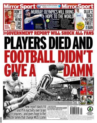 The back page of Thursday's Mirror