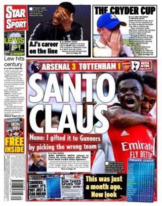 Monday's Star back page with the headline 'Santo Claus'