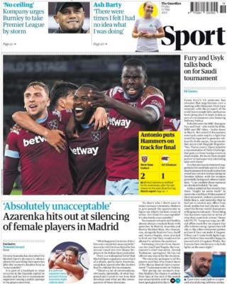 The back page of the Guardian