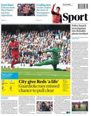The sports section of the Guardian