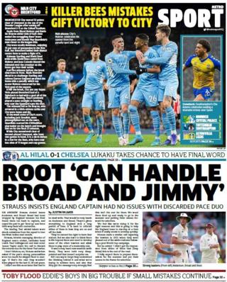 The back page of the Metro