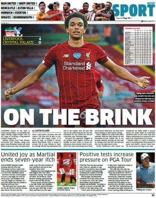 Thursday's Metro back page