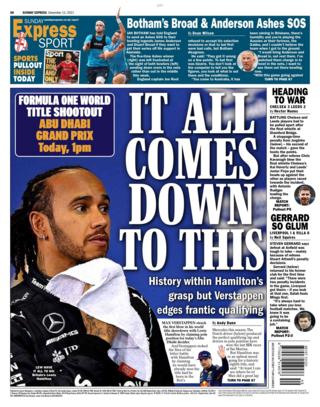 Sunday's Express back page