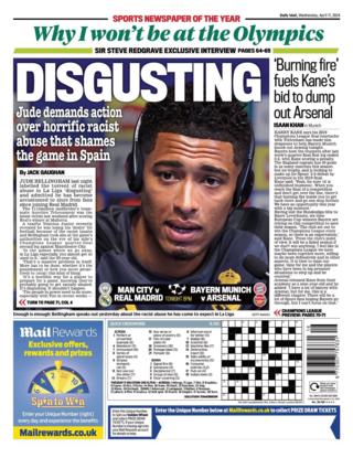 Back page of the Mail on 17 April
