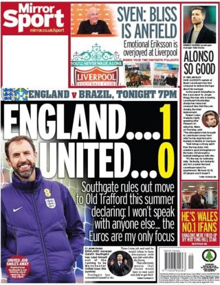 The back page of the Daily Mirror