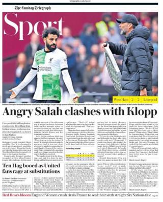 Sunday's Telegraph backmost page