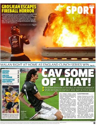 The back page of the Metro