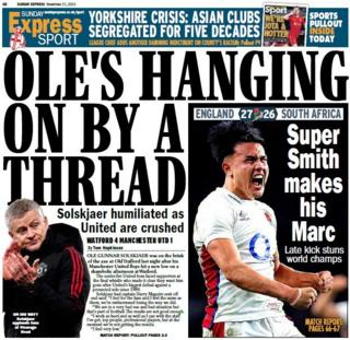 The back page of the Sunday Express